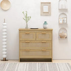 Comodino in Rattan a 4 Cassetti