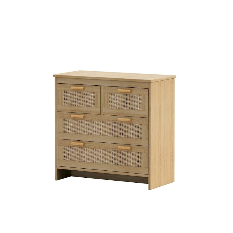 Comodino in Rattan a 4 Cassetti