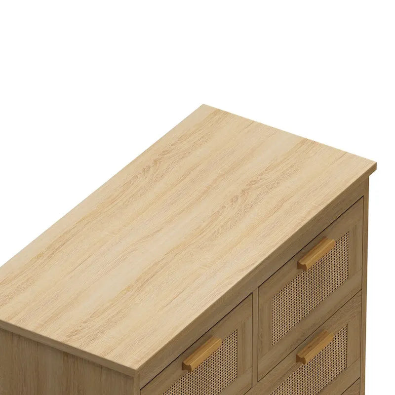 Comodino in Rattan a 4 Cassetti