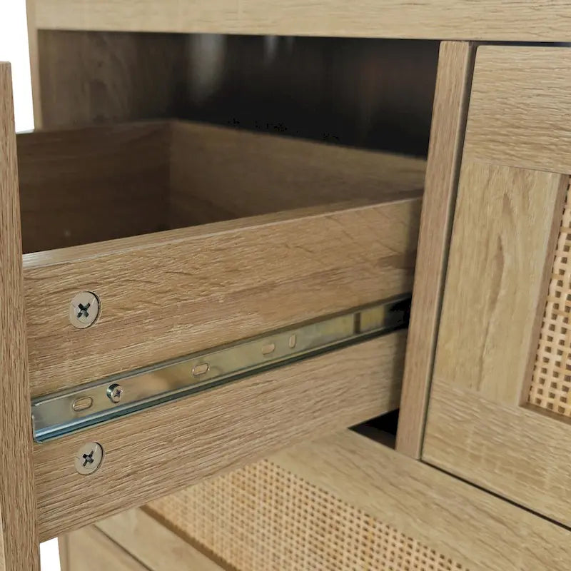 Comodino in Rattan a 4 Cassetti